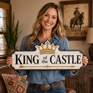 Letrero Metálico <span class=keywords><strong>King</strong></span> <span class=keywords><strong>of</strong></span> <span class=keywords><strong>the</strong></span> Castle, Decoración de Pared Vintage con Corona, Decoración Rústica para Cuarto de Hombre, Dormitorio u Oficina, Placa Metálica en Relieve - Product Image 1