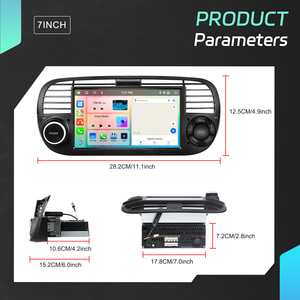 Hikity 7 ''6 + 128G pour <span class=keywords><strong>Fiat</strong></span> 500 2007-2015 Android Car Radio Car Stereo Wireless Carplay/Android Auto EQ/GPS/WiFi Fabricant OEM - Product Image 5