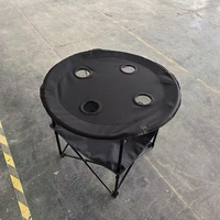 Table pliante de camping d'extérieur en vente en gros, table basse ronde pliable en tissu pour le camping en plein air pour les événements avec sac de transport