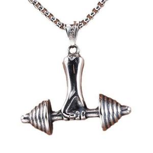 Collar con Colgante de Acero Inoxidable Impermeable, Temática Deportiva, Tono Plateado, Joyería de Gimnasio para Hombre, Estilo Fitness Texturizado, Streetwear - Product Image 6