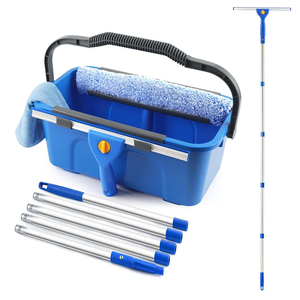 Ensemble d'outils de nettoyage de vitres ESD 12L <span class=keywords><strong>avec</strong></span> seau, raclette en plastique, chiffon en microfibre et <span class=keywords><strong>manche</strong></span> <span class=keywords><strong>télescopique</strong></span> - Product Image 3