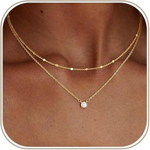 Collana Choker con Dischi Placcati in Oro 14k, Gioielli Minimalisti, Collana Quotidiana per Donne, Collana a Strati con Dischi Multipli e Perline - Product Image 4