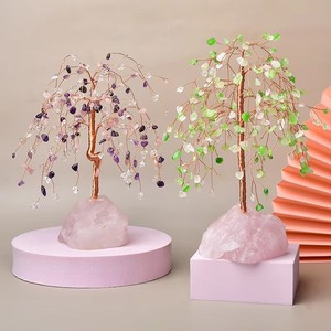 Árbol de la Abundancia de Cristal Natural en Polvo, Base de Cuarzo Rosa Crudo, Decoración para el Hogar, Árbol de la Abundancia de Cristal de 7 Chakras - Product Image 2