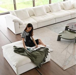 Sofá Modular con Chaise Longue, Cómodo, Seccional, en Tela Blanca, para Apartamento o Villa - Product Image 4
