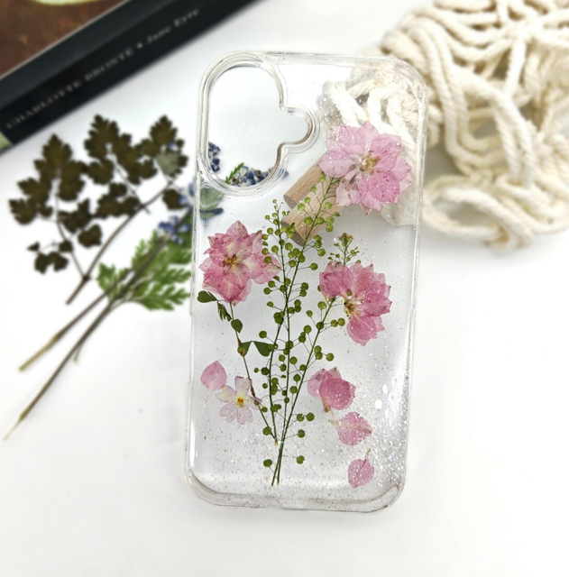 Handmade Pressed Flower iPhone Case Custom Real Dried Floral Resin Phone Cover Personalized Gift
