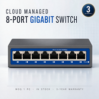 Switch PoE géré Lite Full Gigabit, Switch Ethernet 8 ports avec QoS pour systèmes de sécurité CCTV, Entrée CA 100-240V