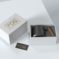 Mug à expresso en céramique haute qualité et bois de noyer, fait main par DHPO, avec poignée en bois, écologique, capacité personnalisable