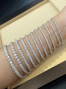 สร้อยข้อมือเทนนิสทองคำแท้ 18k แบบสั่งทำพิเศษจาก H&F พร้อมเพชร HPHT IGI 14k 10k ขนาด 2 มม. 3 มม. 4 มม. เพชรแล็บ - Product Image 2
