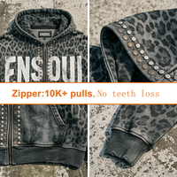 Sweat à capuche zippé pour homme en coton épais, délavé à l'acide et vieilli, style streetwear, avec impression numérique, personnalisé et décontracté
