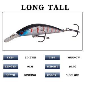 Nuova esca di pesciolino da 9cm/16.7g che affonda esca di plastica finta esca di pesce attrezzi da <span class=keywords><strong>pesca</strong></span> per Bass Zander per la <span class=keywords><strong>pesca</strong></span> di fondo - Product Image 3