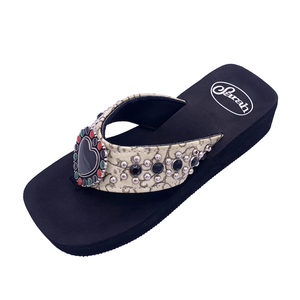 Logo personalizzato moda alta piattaforma <span class=keywords><strong>zeppa</strong></span> <span class=keywords><strong>nera</strong></span> Sloe da donna sandali infradito <span class=keywords><strong>con</strong></span> decorazione ciabatte - Product Image 4
