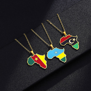 Châu Phi Bản Đồ Với Các Quốc Gia Khác Nhau Cờ Quốc Gia Mặt Dây Chuyền Vòng Cổ Thời Trang Dân tộc Thép Không Gỉ Đồ Trang Sức Cho Nam Giới Và Phụ Nữ - Product Image 4