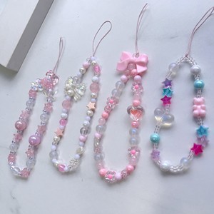 Bracelet à perles en forme de cœur mignon, nœud papillon coloré en acrylique, fleur, papillon, perle douce, accessoires pour <span class=keywords><strong>coque</strong></span> de téléphone portable, chaîne anti-perte - Product Image 1