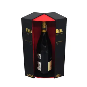 도매 사용자 정의 럭셔리 매트 블랙 샴페인 와인 선물 상자 포장 판지 종이 와인 유리 선물 상자 포장