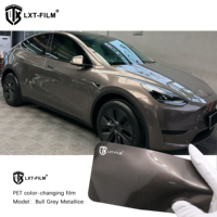 Alta calidad 1,52*18m película de cambio estirable pegatinas de vinilo mate Bull Grey película de envoltura de coche metálica