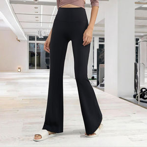 Leggings de yoga évasés à taille haute avec logo personnalisé pour femmes - Nylon et élasthanne respirants - Product Image 3