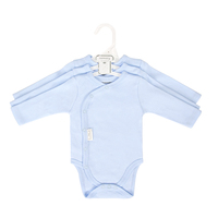 Sunnozy Lot de 3 bodys bébé à fermeture latérale 0-3 mois, 100% coton, manches longues, kimono, combinaison douce unisexe pour nouveau-né, barboteuse unie