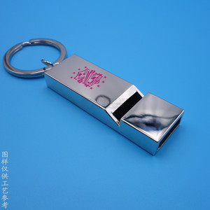 Llavero de Metal con Silbato, Aleación de Zinc, Rectangular, Impresión UV, Níquel Brillante, Personalización Bajo Demanda - Product Image 2