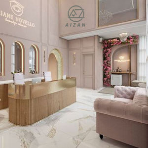 Mostrador de color rosa personalizado para salón de oficina, Mostrador de salón, spa, mostrador de recepción, diseño moderno - Product Image 5