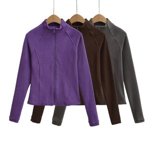 Vêtements pour femmes 2026 Automne Mode européenne et américaine Polyvalent Décontracté Col mandarin <span class=keywords><strong>Velours</strong></span> Coupe ajustée <span class=keywords><strong>Veste</strong></span> en polaire - Product Image 5
