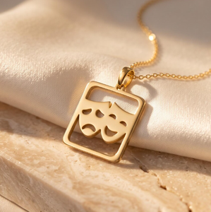 Collar con Máscara de Comedia <span class=keywords><strong>y</strong></span> Tragedia, Regalo para Amantes del Teatro, Chapado en Oro de 18K, Colgante con Símbolo Dramático, Joyería Fina, Regalo para Actor - Product Image 4