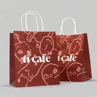Sacs en papier kraft recyclables personnalisés avec logo imprimé pour la livraison de café, de pâtisserie et de plats à emporter des restaurants