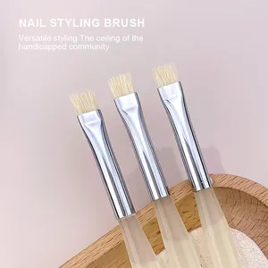 1/2pcs Nail Art Texture <b>Brush</b> Nail <b>Brush</b> Light Therapy <b>Brush</b> Plastic Manicure Painting Tool Transparent Acrylic Pen Holder - Product Image 1