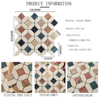 Moderne Unregelmäßige Punkt-Mehrfarben-Marmor-Mosaikfliese, getrommelt, 7 mm dick, für Badezimmer, Restaurant, B&B, Hotelprojekte, Boden- und Wandverkleidung