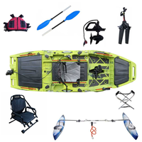 Kayak de pêche monoplace à pédales détachables en 3 parties, avec grand espace de rangement, en HDPE léger et durable, pour océans, lacs et rivières