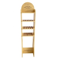 Custom retail store wooden makeup essential oil display rack cosmetic display shelf with advertising