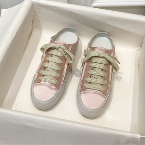 Chaussures basses blanches à bout rond pour femmes, chaussures plates à lacets et semelle épaisse, style polyvalent - Product Image 2