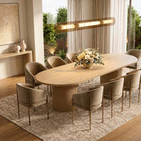Table à manger extensible en bois, ronde de 45'' à ovale de 105'', base à colonnes côtelées, ensemble de meubles de cuisine modernes, 6 chaises, 14 places
