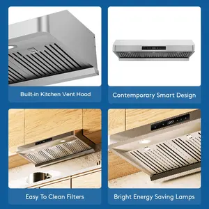 تحت الخزانة 90 ٪ امتصاص Wifi الذكية المثبتة في السقف المطبخ التحكم عن بعد مجموعة أغطية لاستنفاد الدخان