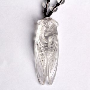 Collier élégant avec pendentif en cristal taillé en forme de cigale et breloque en quartz simulé tendance pour femmes et hommes - Product Image 5