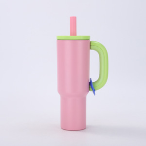 Wholesale Custom Logo 40oz BPA Free Stainless Steel Vacuum Insulated Travel Tumbler Double Wall Handle Straw Business Gifts