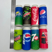 Jouet souple en forme de canette de soda géante, forme cylindrique mince, corps de canette imprimé en couleur, proportion réaliste de canette métallique, anti-stress
