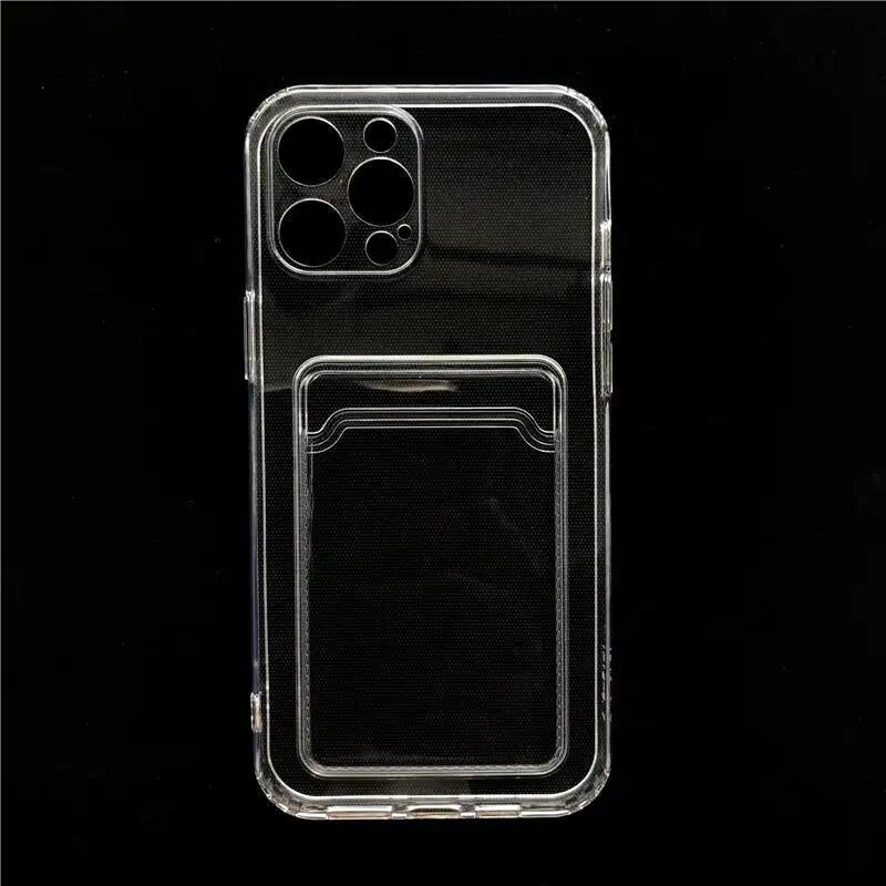 Tpu Credit Houder Clear Card Wallet Smart Telefoon Cover Transparant Portemonnee Telefoon Case Voor Iphone 12 13 Pro Max