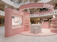 Kios Pop Up Kosmetik Mewah Warna Pink untuk Pameran, Display Produk Kecantikan, Perawatan Kulit, dan Makeup di Mal