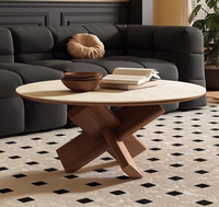 Table basse en bois et pierre de style Wabi-Sabi rétro, design pliable durable avec rangement pour les petits salons, meubles de maison