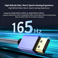 Hoge kwaliteit DP Ver 1.4 8K 60Hz nylon gevlochten aluminium mannelijke dubbelzijdige kabel voor gamingmonitor, laptop, tv, projector