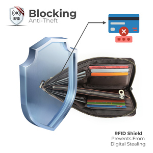 Cartera de Cuero de Grano Completo Aceitado para <span class=keywords><strong>Hombre</strong></span>, con Bloqueo RFID, Cierre de Cremallera, Diseño de Bolsillo para Jeans, Gran Capacidad, Compatible con Teléfonos de 6.9 Pulgadas - Product Image 4