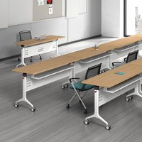 Table de conférence pliante multifonctionnelle en bois avec chaise de formation intégrée, bureau modulable ergonomique moderne