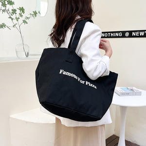 Sac à bandoulière en coton personnalisé, réutilisable, durable, grande capacité, multi-poches, logo imprimé personnalisé, sac fourre-tout en toile - Product Image 3