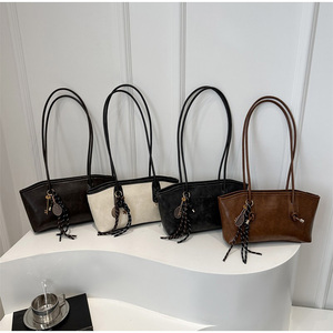 Tas Tote Poliester Retro Amerika Eropa, Tas Selempang Fashion Korea, Tas Tangan Sederhana Modern Kapasitas Besar, Serbaguna dengan Gantungan - Product Image 6