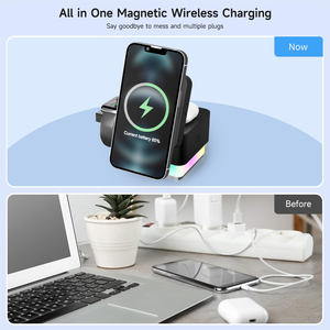3-in-1 Foldable Magnetic Wireless Charging Station with QC3.0 15W Charger Lamp Earphone for Mobile Phone Smartwatch <strong>Headset</strong> - Product Image 3