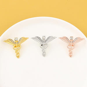 Verpleegster Dag Geschenk Dubbele Slang Broches Caduceus Medische Pin Badge Engel Vleugel Verpleegster Vintage Broche Emaille Reversspeld - Product Image 3