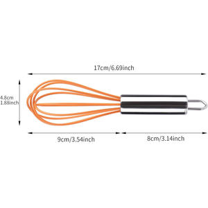 Fouet à œufs manuel en silicone et acier inoxydable de haute qualité, durable et coloré, pour battre et fouetter - Product Image 3