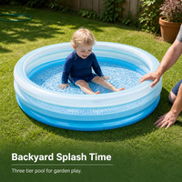Piscine gonflable pour enfants à trois niveaux en PVC, piscine ronde avec fond imprimé mosaïque pour le jardin, la cour arrière, les jeux aquatiques