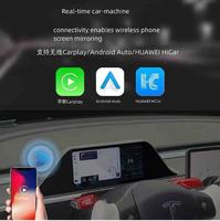 HUD de pare-brise LCD amélioré de 9,66 pouces avec CarPlay/Android Auto pour Tesla Model Y 2019-2024 et Model 3 2017-2023 - Alerte d'angle mort