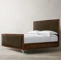 Ensemble de chambre à coucher classique de luxe américaine Sassanid OEM lit à panneaux en cuir Benoit avec pied